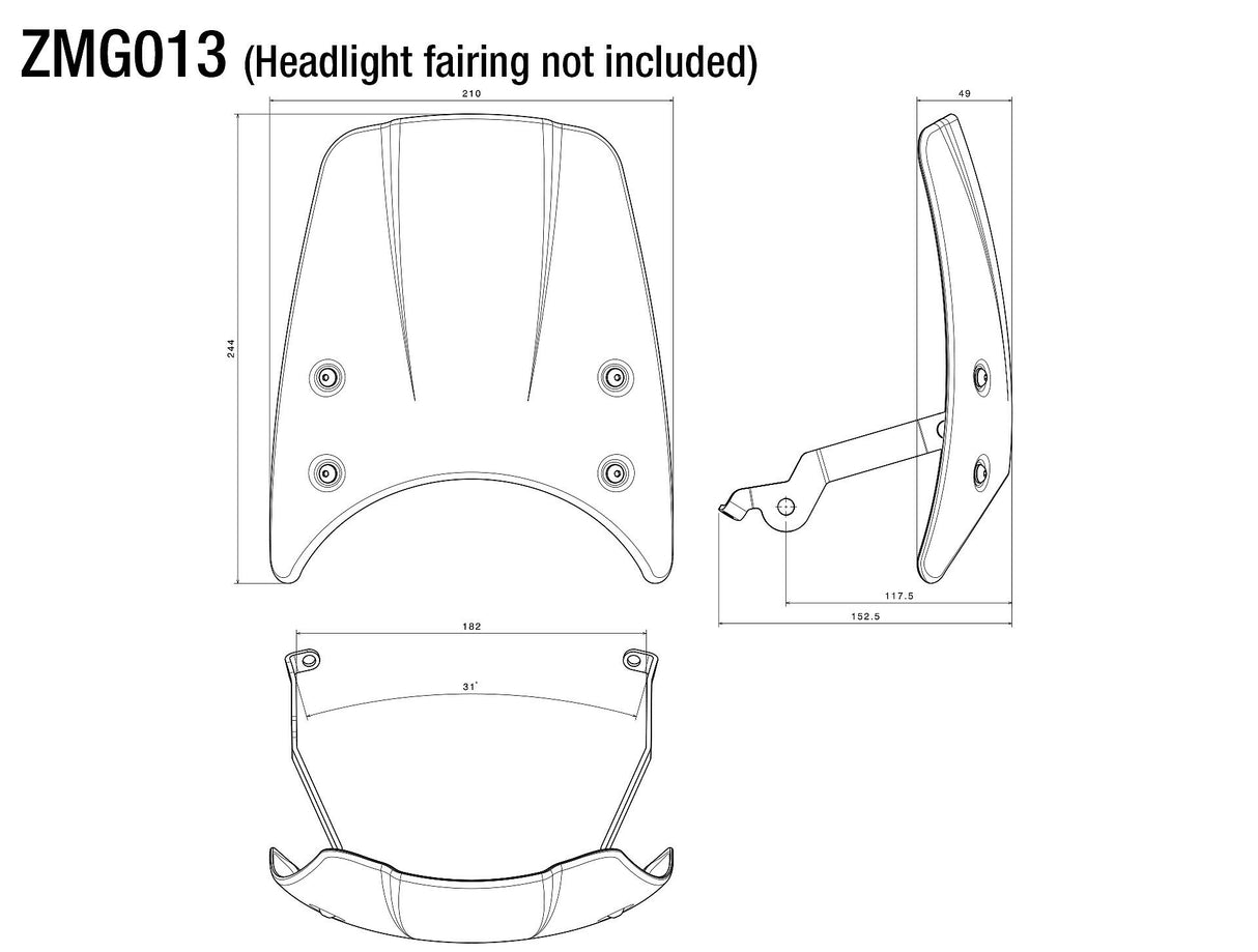 Rizoma R-ZMG013B Mounting Kit Carbon/Aluminum for Headlight Fairing
