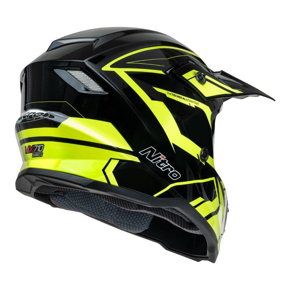 Nitro MX710 Shard II Gloss Fluro Yellow/Black Youth Helmet