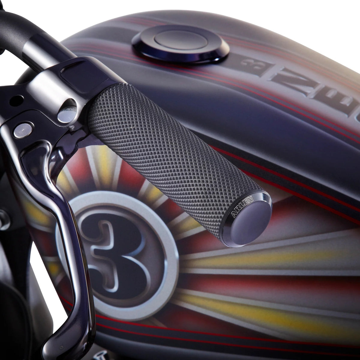 Arlen Ness AN-07-325 Knurled Fusion Handgrips Black for H-D w/Throttle Cable