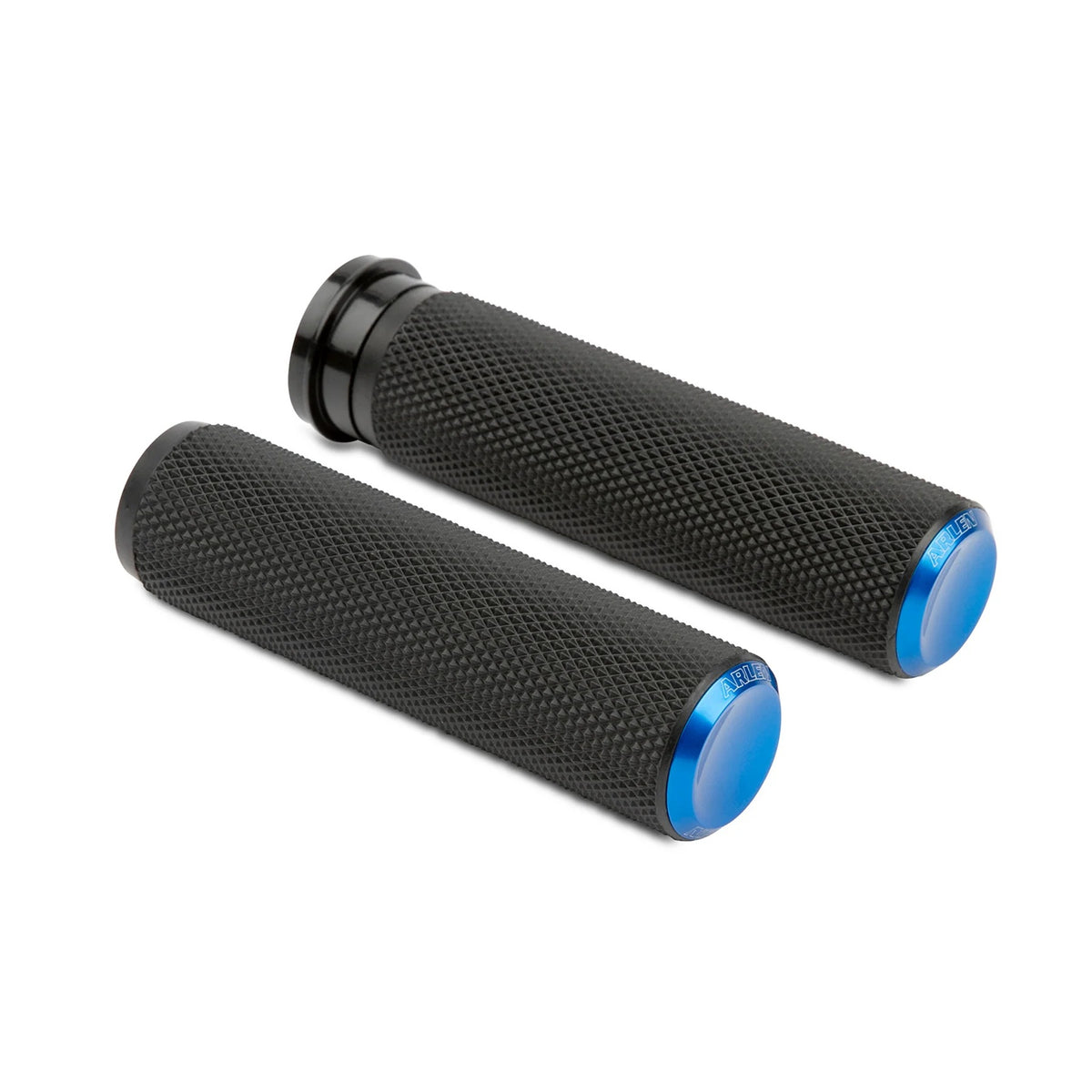 Arlen Ness AN-07-345 Knurled Fusion Handrips Blue for Harley-Davidson Big Twin 08-24 w/Throttle-By-Wire