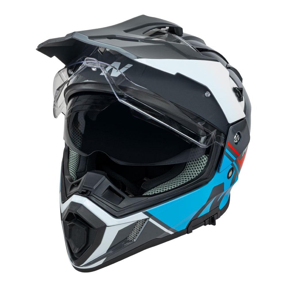 Nitro MX780 DVS Gloss Grey/Light Blue/White/Red Adventure Helmet