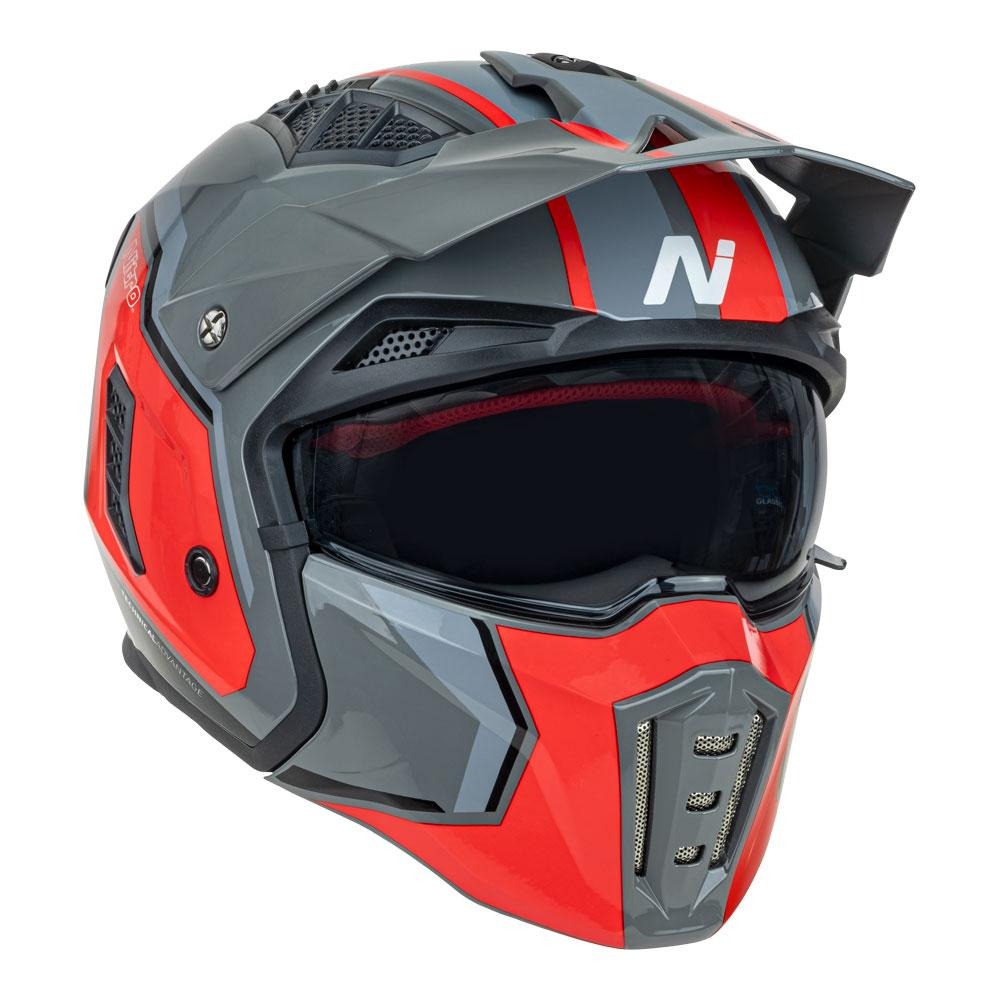 Nitro NZ302 Fighter Gloss Grey/Orange Helmet