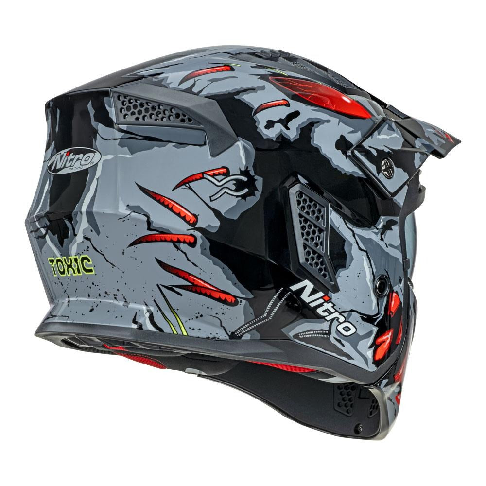 Nitro NZ302 Toxic Gloss Grey/Red Helmet