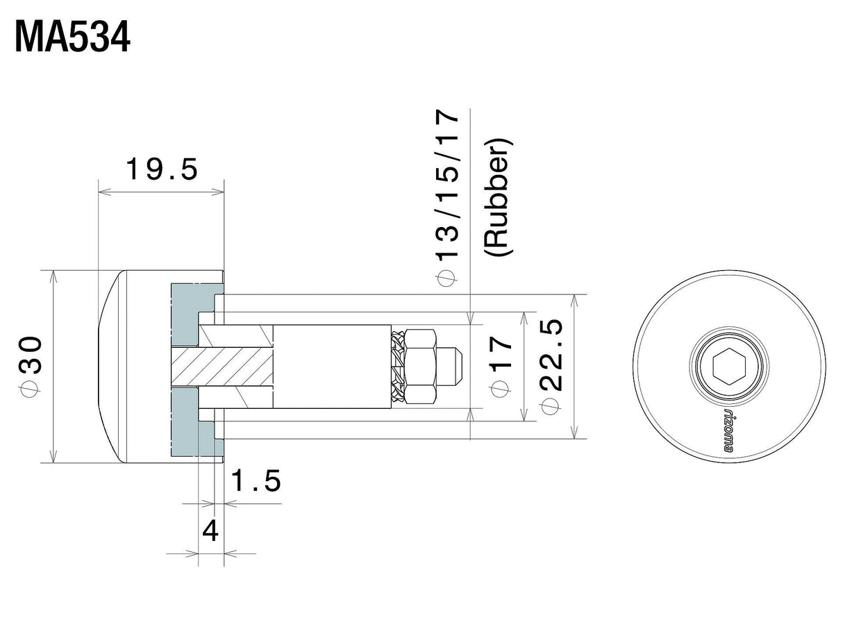 Rizoma Series 534 Bar Ends Black for 22mm Handlebars