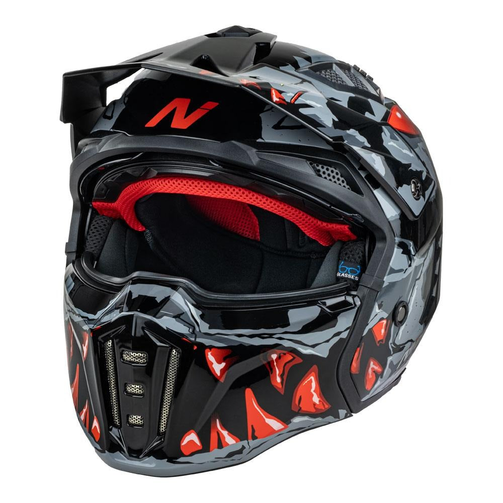 Nitro NZ302 Toxic Gloss Grey/Red Helmet