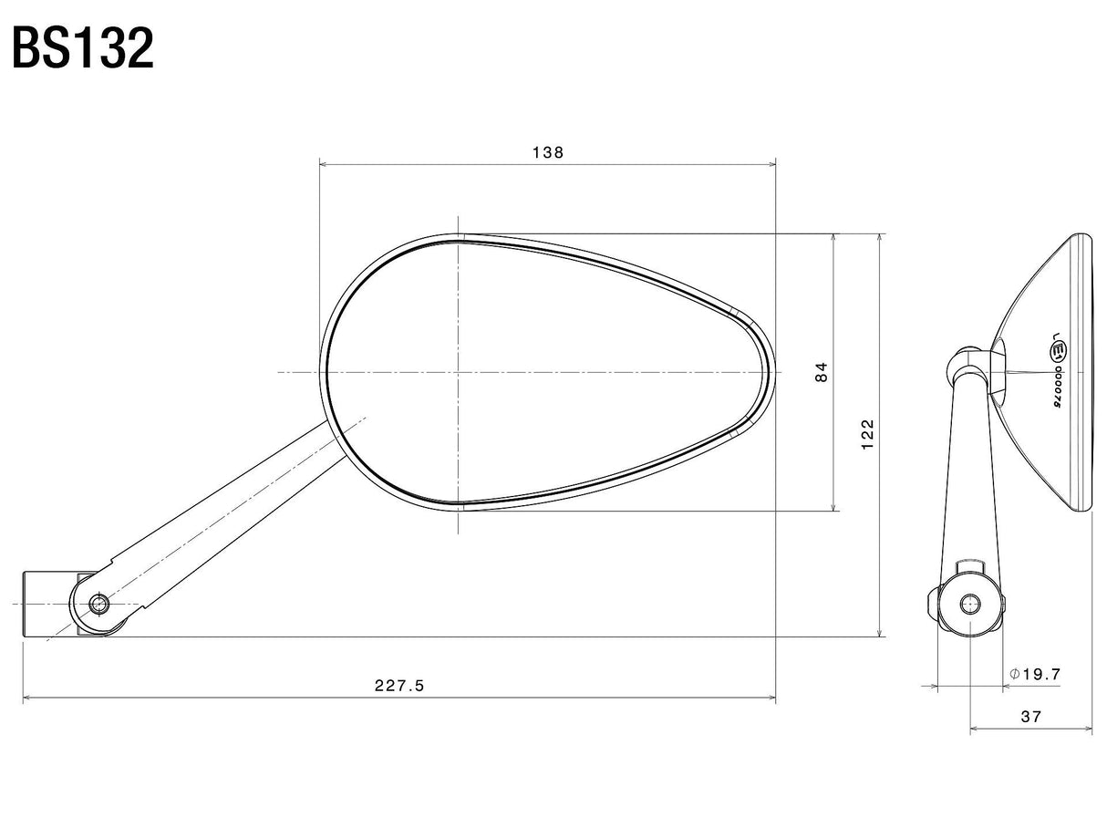 Rizoma Radial RS Mirror Silver (Each)