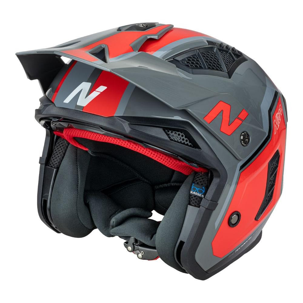Nitro NZ302 Fighter Gloss Grey/Orange Helmet