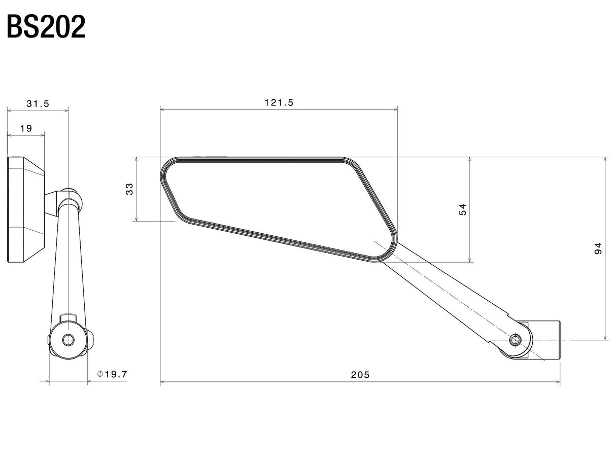 Rizoma Circuit 744 Left Mirror Black