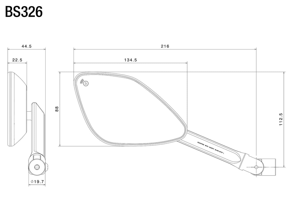 Rizoma R-BS326B Blind Spot Mirror Black