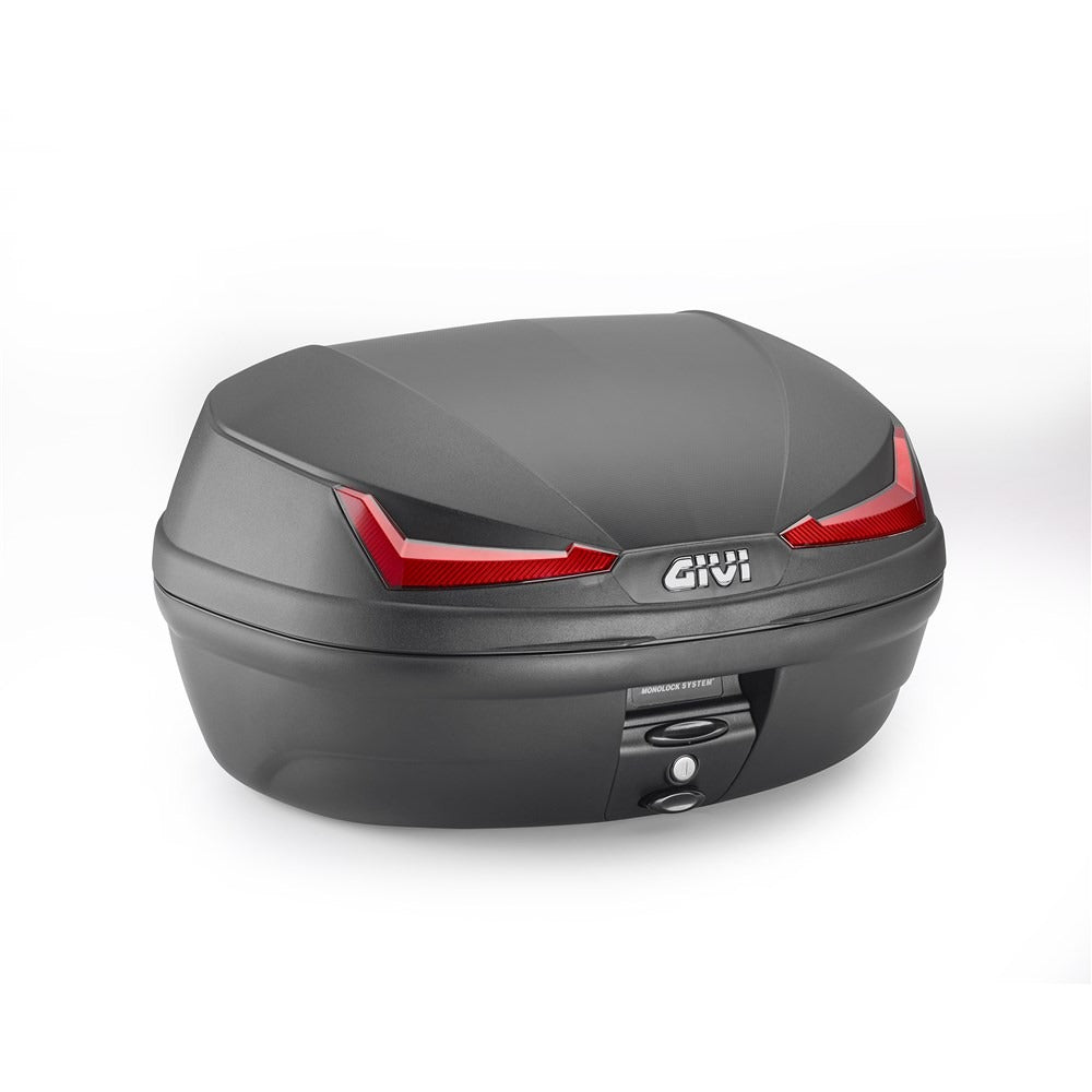 Givi GVE455N E455 Simply IV Monolock 45L Top Case Black w/Red Reflectors & Universal Mounting Plate