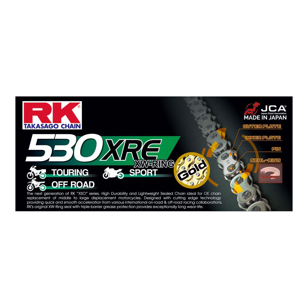 RK 12-53E-114GD XRE Series XW-Ring Chain GB530XRE 114 Link Gold