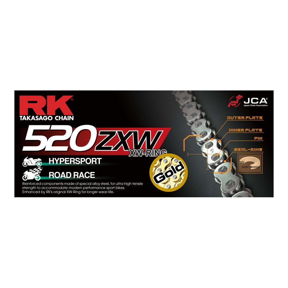 RK 12-52Z-130GD ZXW Series XW-Ring Chain GB520ZXW 130 Link Gold