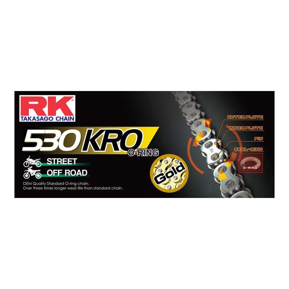 RK 12-535-120GD KRO Series O-Ring Chain GB530KRO 120 Link Gold