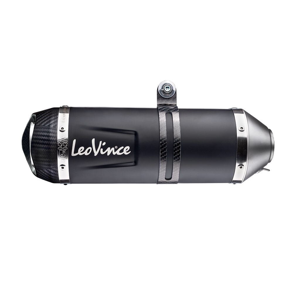 LeoVince LVFS14349EB LV One Evo Black Edition Full Exhaust System w/Slash Cut Carbon End Cap for Yamaha Tracer 7/Tracer 7 GT 21-22