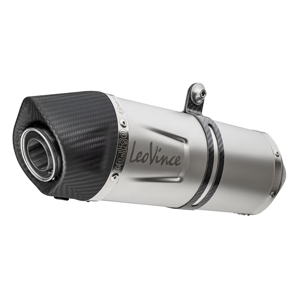 LeoVince LVFS14251E LV One Evo Stainless Steel Full Exhaust System w/Slash Cut Carbon End Cap for Yamaha MT-07/FZ-07 17-20/Tracer 700/XSR 700 16-20