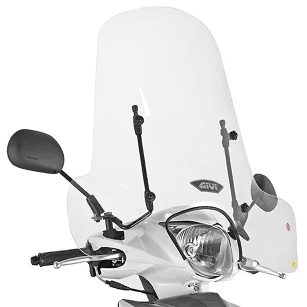 Givi 107A Clear Windshield 50.8 x 66cm for Askoll/Keeway/Peugeot/Piaggio/Suzuki/Sym Models