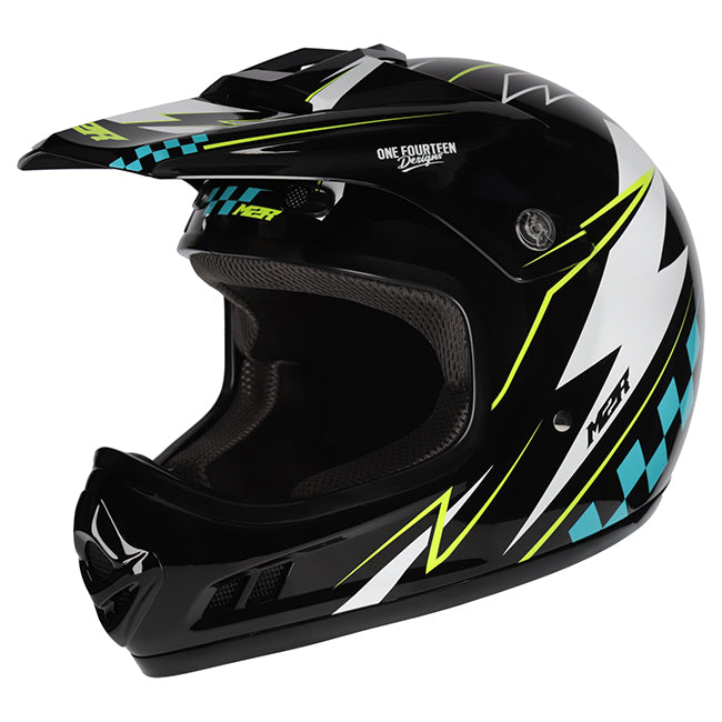 M2R MX2 JR Lightning PC-3 Hi-Vis/White/Blue Youth Helmet