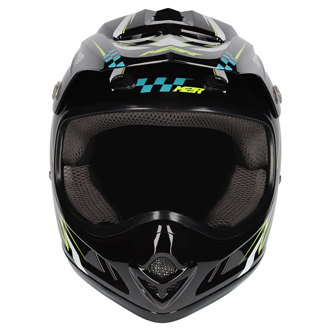 M2R MX2 JR Lightning PC-3 Hi-Vis/White/Blue Youth Helmet