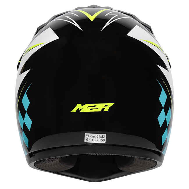 M2R MX2 JR Lightning PC-3 Hi-Vis/White/Blue Youth Helmet