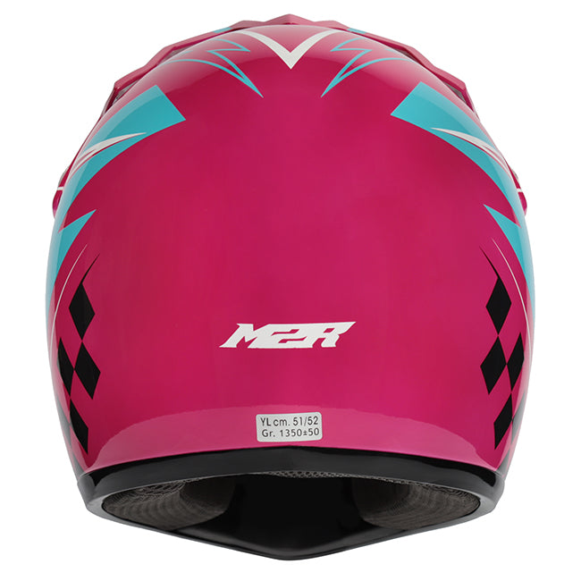 M2R MX2 JR Lightning PC-7 White/Blue/Pink Youth Helmet