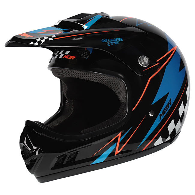 M2R MX2 JR Lightning PC-8 Orange/Blue/Black Youth Helmet