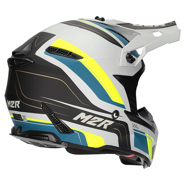 M2R X2.1 Pulse PC-3F Hi-Vis/Silver/Blue Helmet