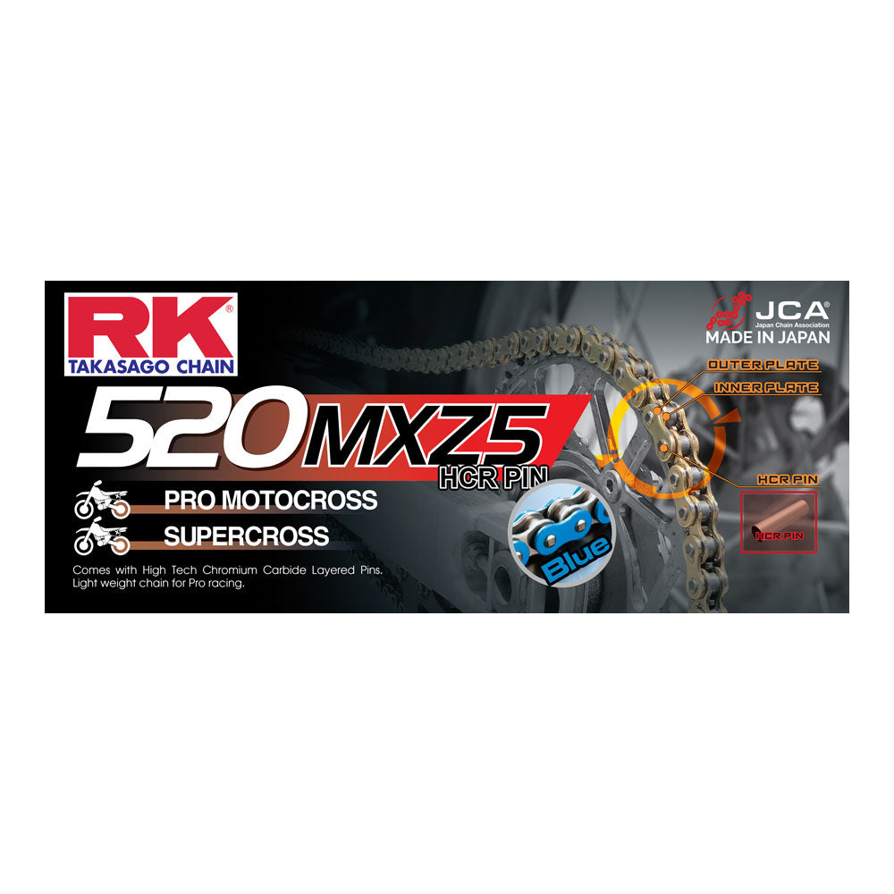 RK Takasago Chain 12-52M-120BE MXZ4 Series Chain 520MXZ4 120 Link Blue
