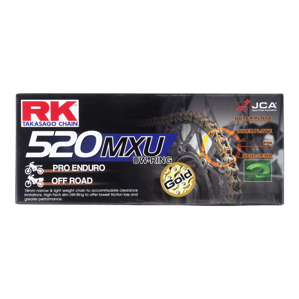 RK Takasago Chain 12-52U-120GD MXU Series XW-Ring Chain GB520MXU 120 Link Gold
