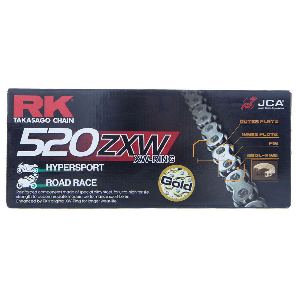 RK Takasago Chain 12-52Z-120GD ZXW Series XW-Ring Chain GB520ZXW 120 Link Gold