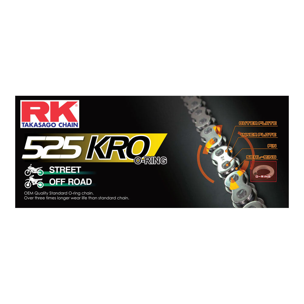 RK Takasago Chain 12-554-112 KRO Series O-Ring Chain 525KRO 112 Link