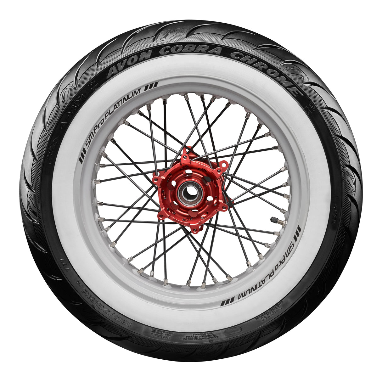 Avon Tyres AV92 Cobra Chrome Whitewall Rear Tyre 180/65-B16 81H Tubeless