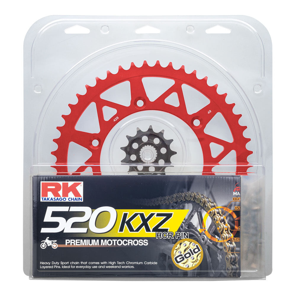 RK Takasago Chain 20-031-21R Lite Pack Chain & Sprocket Kit Red 13T/49T for Honda CRF250R 04-17