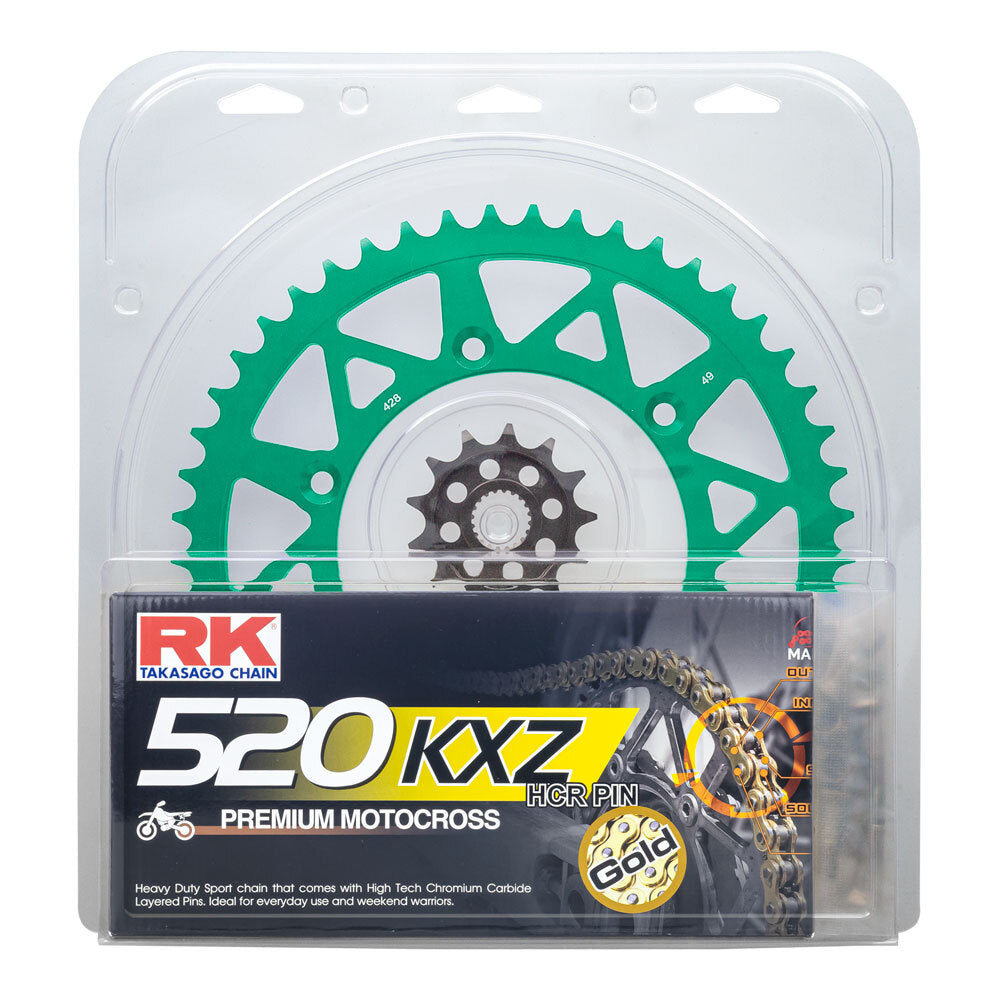 RK Takasago Chain 20-032-20V Lite Pack Chain & Sprocket Kit Green 13T/48T for Kawasaki KX250F 06-21