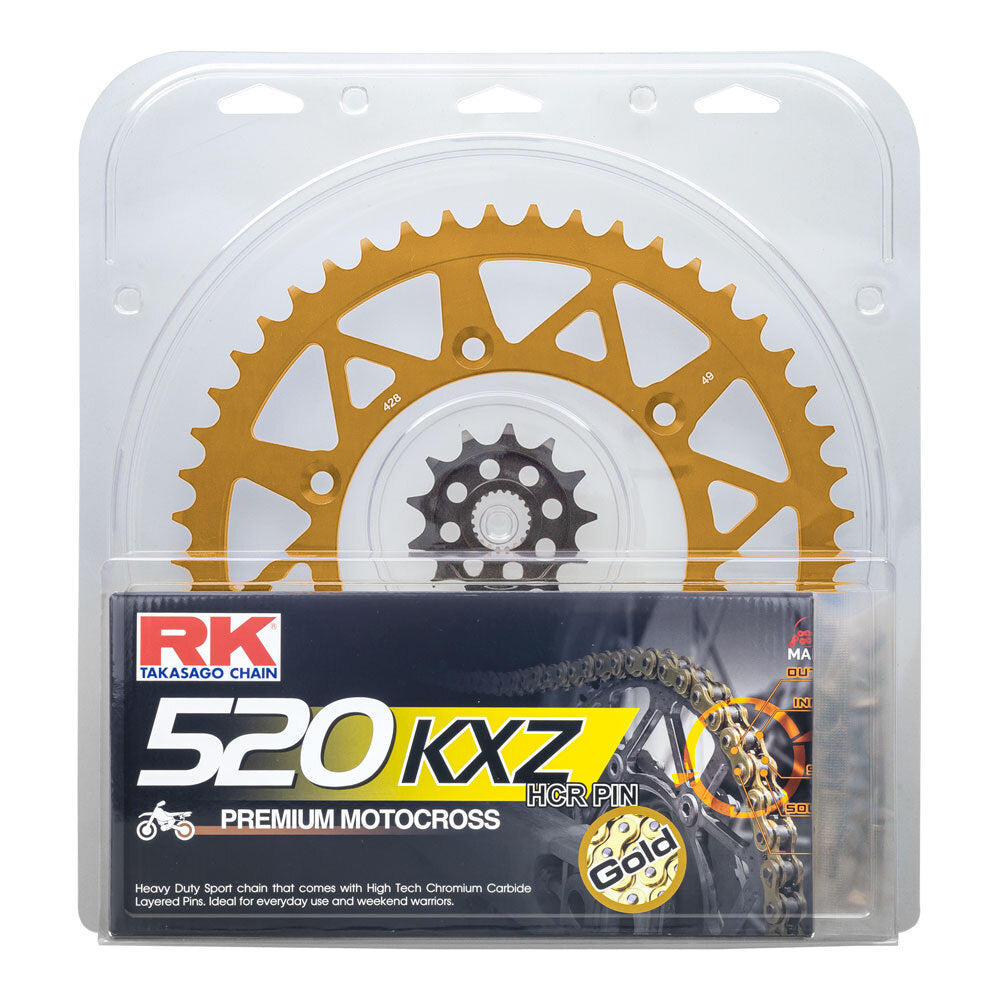 RK Takasago Chain 20-033-26G Lite Pack Chain & Sprocket Kit Gold 13T/49T for Suzuki RMZ250 13-21