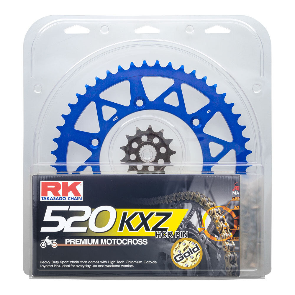 RK Takasago Chain 20-034-21B Lite Pack Chain & Sprocket Kit Blue 13T/49T for Yamaha YZ250F 01-21