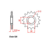 JT Sprockets 31-YC2-16 16 Teeth Front Steel Sprocket for 520 Pitch Chain