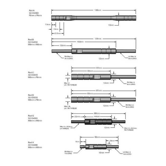 Dynojet 4-106 Quick Shifter Universal Shift Rod Kit (Rods A, B, C, D, G & H)