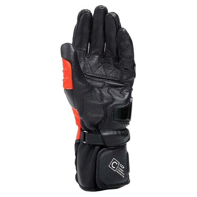Dainese Carbon 4 Long Black/Fluro Red/White Leather Gloves