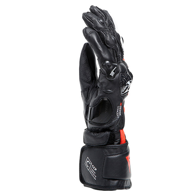 Dainese Carbon 4 Long Black/Fluro Red/White Leather Gloves