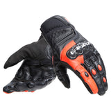 Dainese Carbon 4 Short Black/Fluro Red Leather Gloves