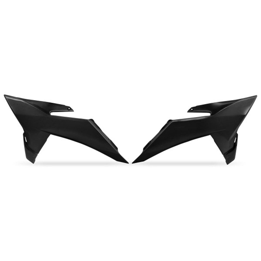 UFO Radiator Shrouds Black for KTM SX 125/XC 125/XC-F 350 2025/SX 150/SX 250/SX 300/SX-F 250/SX-F 350/SX-F 450/XC 250/XC 300/XC-F 250/XC-F 450 25-26/EXC 150/EXC 250/EXC 300/EXC-F 250/EXC-F 350/EXC-F 450/EXC-F 500/XC-W 125/XC-W 150/XC-W 250/XC-W 300 2026