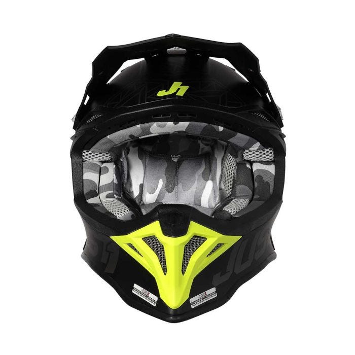 Just1 J39 Kinetic Matte Grey Camo/Fluro Yellow/Red/Black Helmet