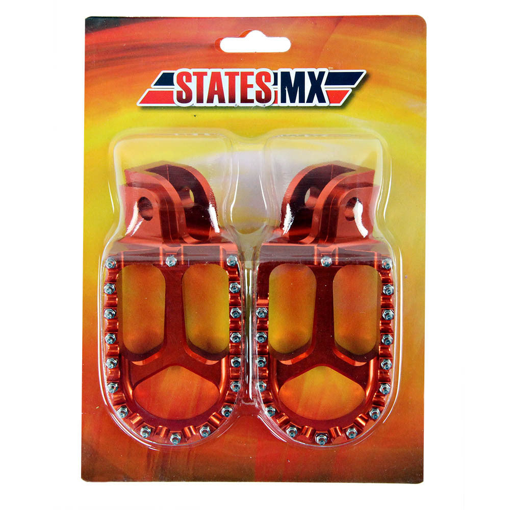 States MX 70-FP5-510E Alloy S2 Off Road Footpegs Orange for all KTM 50-530 95-15/Husqvarna 85-501 14-15/250-650 97-14/Sherco 09-17