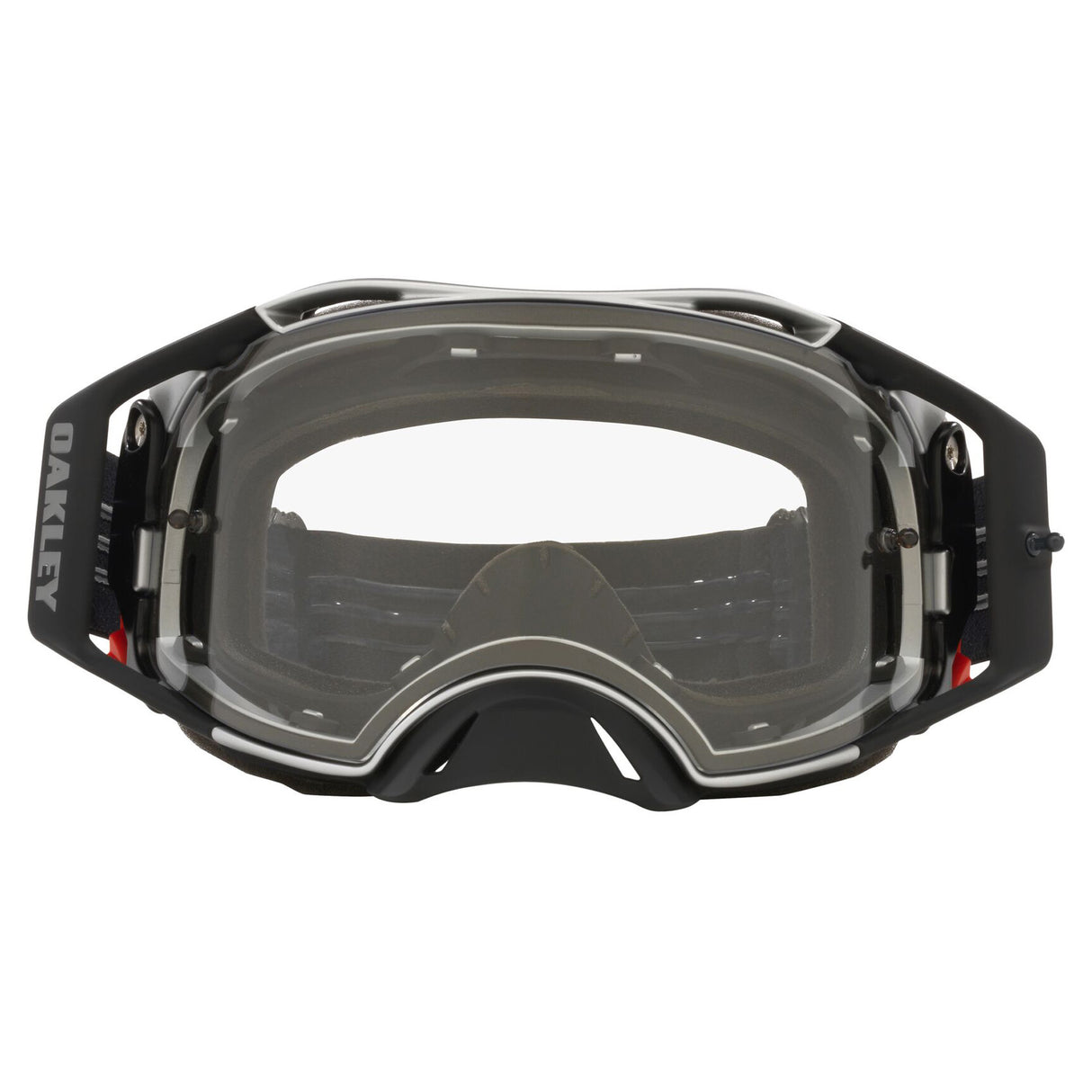 Oakley Airbrake MX Goggles w/Tuff Blocks Black Gunmetal Strap & Clear Lenses