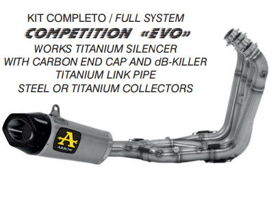 Arrow 71141CKZ Competition Evo Steel Exhaust System w/Works Titanium Muffler for BMW S 1000 RR 15-18