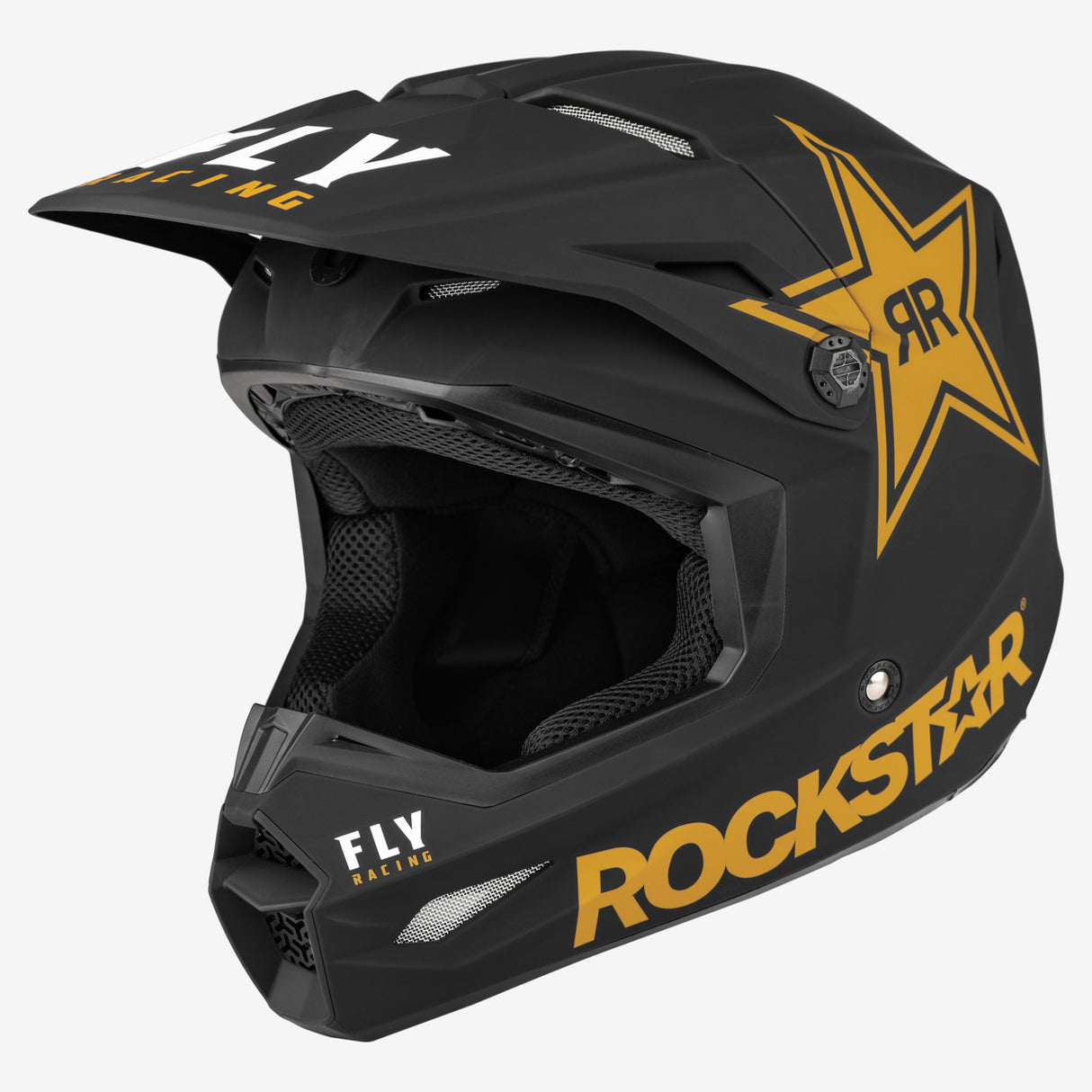 FLY 2023 Kinetic Rockstar Matte Black/Gold Helmet - EasyR