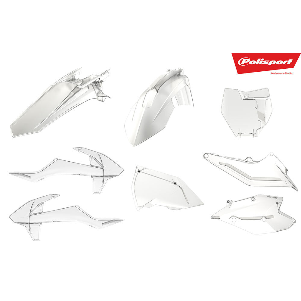 Polisport 75-907-70 Plastics MX Kit (Inc. Air Box Covers) Clear for KTM SX/SX-F/XC/XC-F 16-18