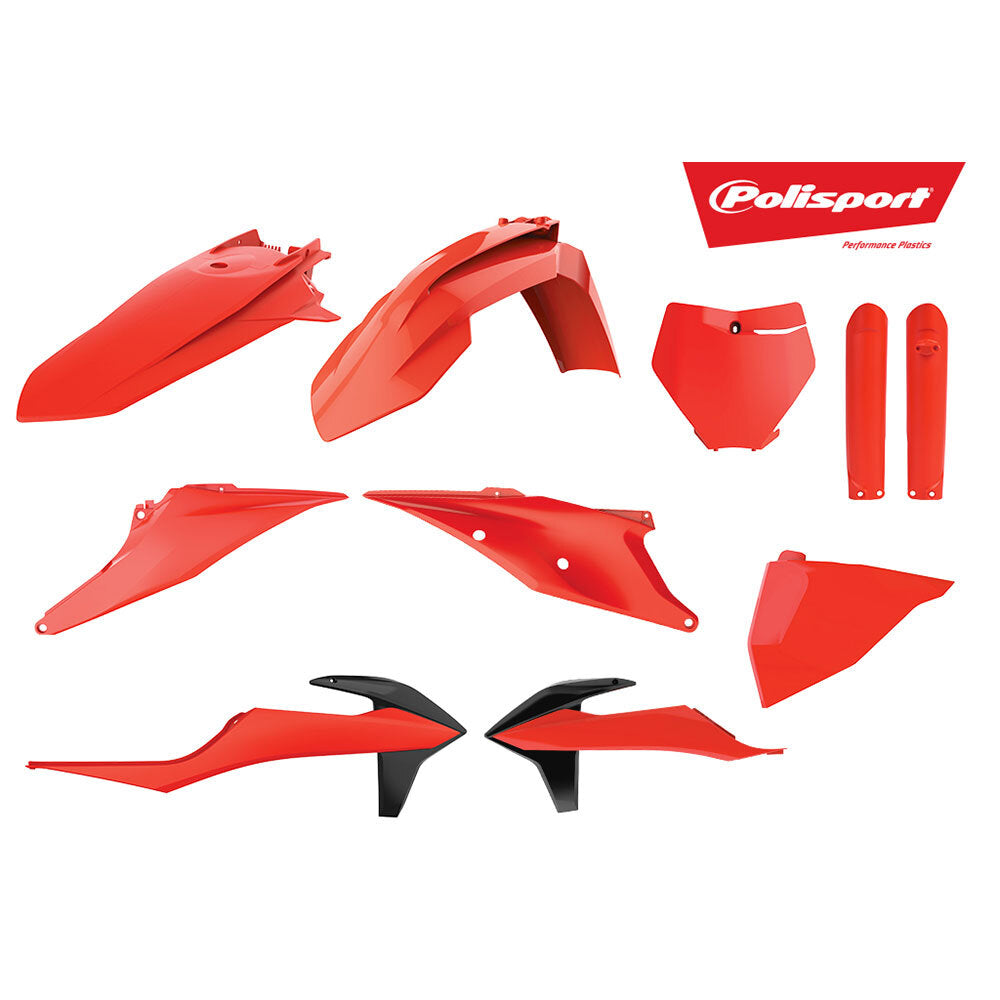 Polisport 75-908-15 Plastics MX Kit (Inc. Fork Guard Protectors) Fluro Orange for KTM SX/SX-F/XC/XC-F 19-22