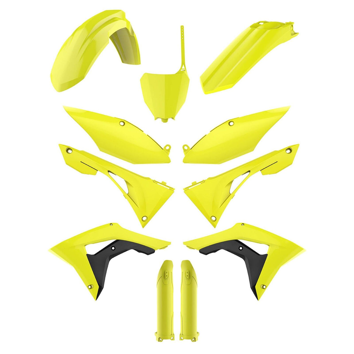 Polisport 75-908-19 Plastics MX Kit (Inc. Fork Guard Protectors) Fluro Yellow for Honda CRF250 19-21/450R 19-20