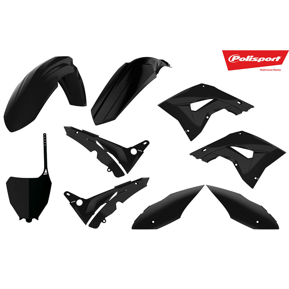 Polisport 75-908-21 Restyle Plastics MX Kit (Inc. Air Box Covers) Black for Honda CR125/250 02-07